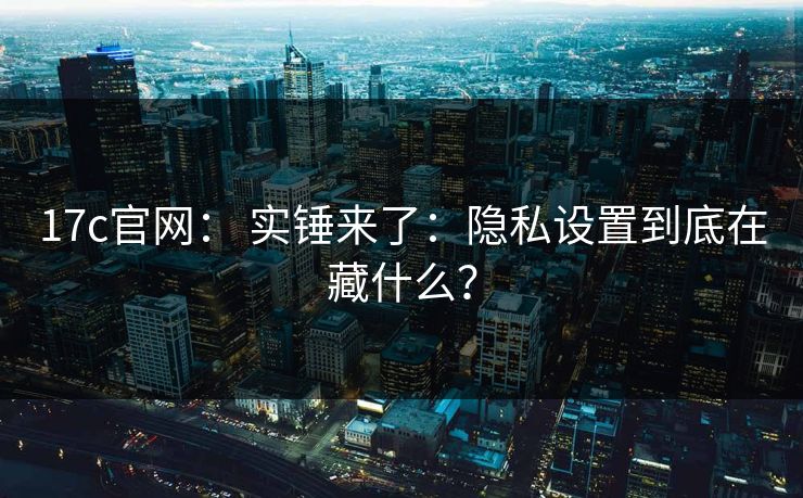 17c官网： 实锤来了：隐私设置到底在藏什么？