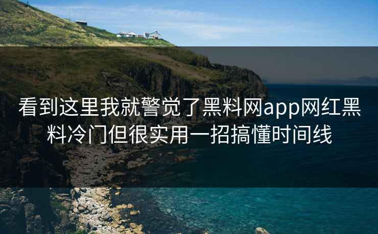 看到这里我就警觉了黑料网app网红黑料冷门但很实用一招搞懂时间线
