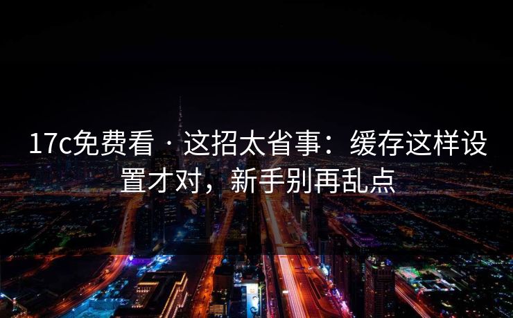 17c免费看 · 这招太省事：缓存这样设置才对，新手别再乱点