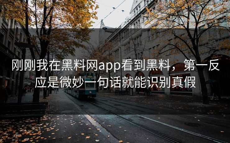 刚刚我在黑料网app看到黑料，第一反应是微妙一句话就能识别真假