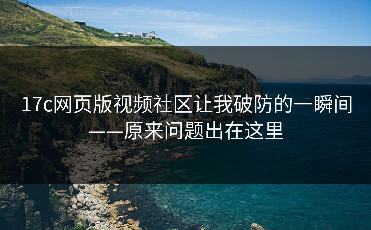 17c网页版视频社区让我破防的一瞬间——原来问题出在这里